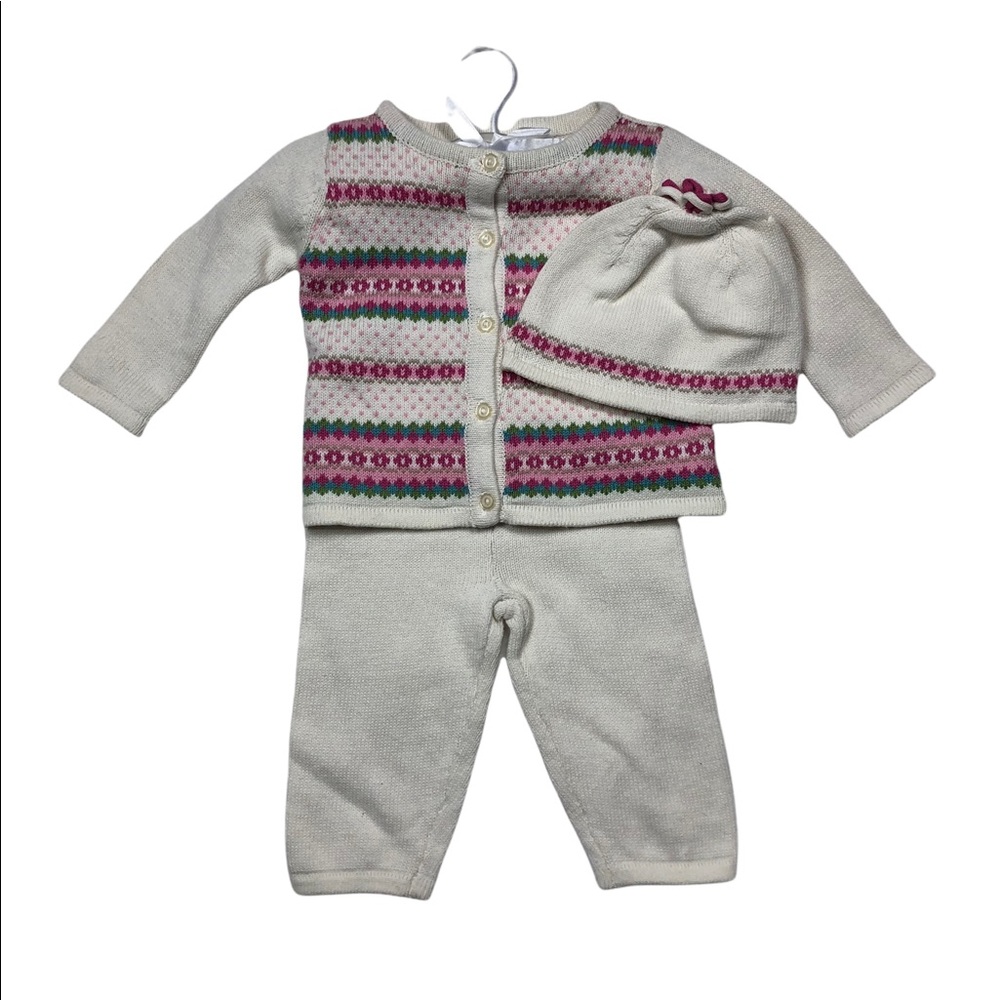 New Heirlooms Knitted Floral Dot Outfit size 3-6 months - Picture 1 of 7